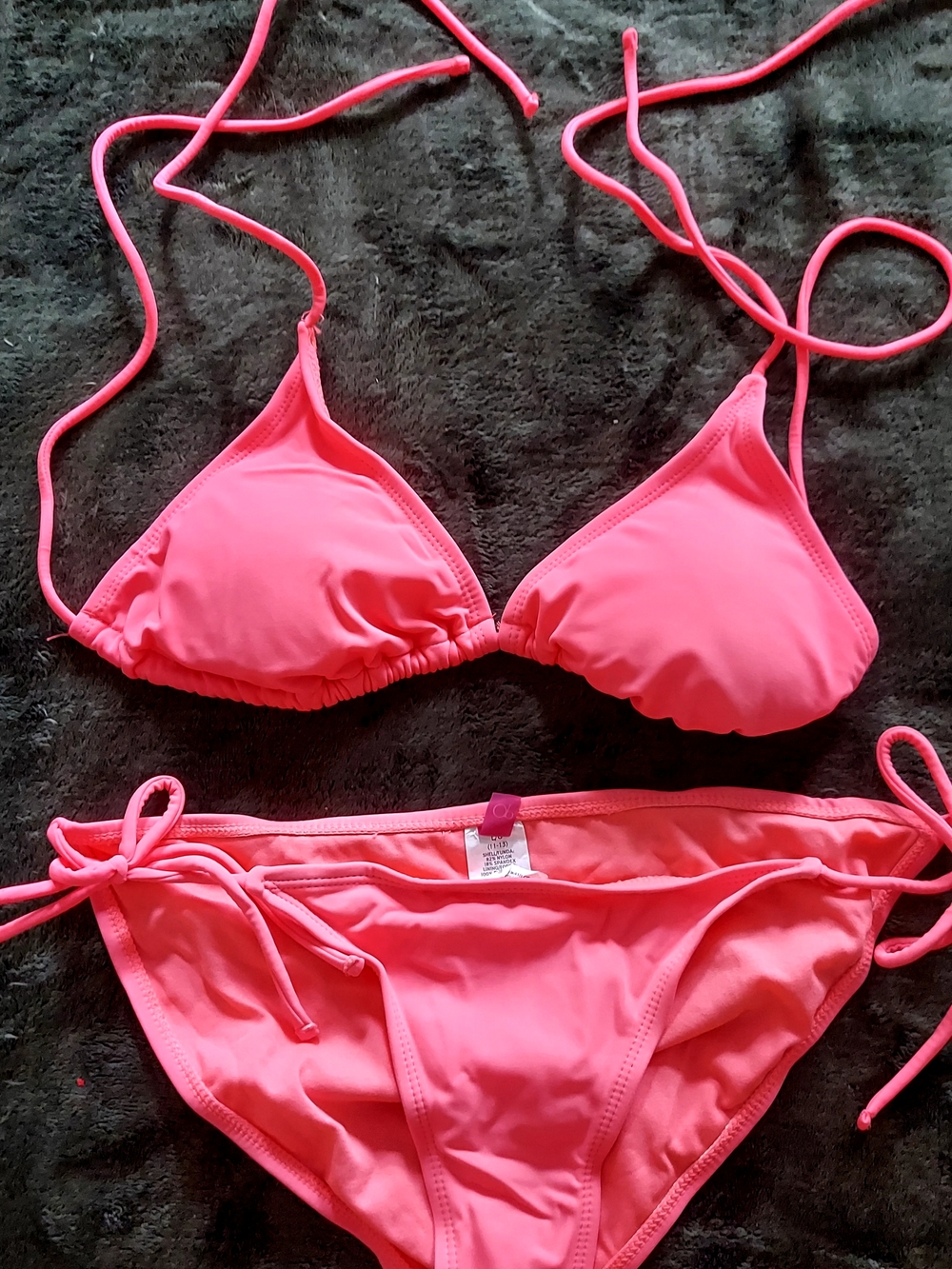 Neon Pink Triangle String Bikini Set - Picture 2 of 5